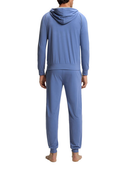 BOSS Stretch Cotton Embroidered Logo Zip Hoodie, Light/Pastel Blue - view 2, Light/Pastel Blue