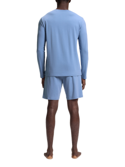 BOSS Stretch Cotton Embroidered Logo Lounge Top, Light Blue - view 2, Light Blue