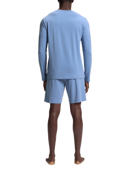 BOSS Stretch Cotton Embroidered Logo Lounge Top, Light Blue - view 2, Light Blue