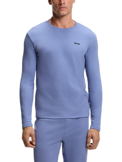 BOSS Waffle Texture Embroidered Logo Lounge Top, Light/Pastel Blue, Light/Pastel Blue