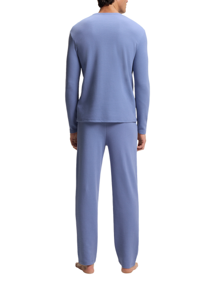 BOSS Waffle Texture Embroidered Logo Lounge Top, Light/Pastel Blue - view 2, Light/Pastel Blue
