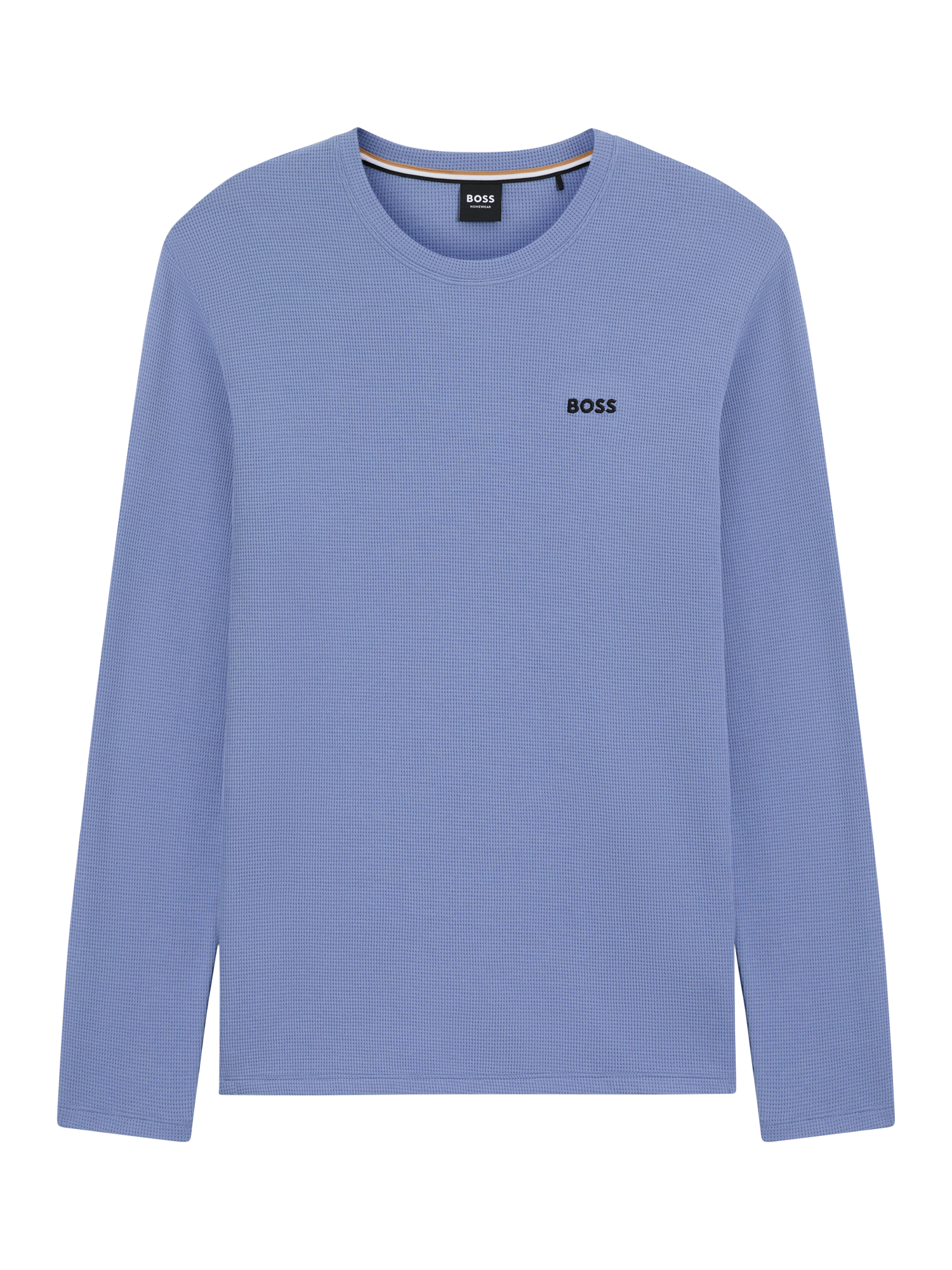 Product image 4 of 5, which shows BOSS Waffle Texture Embroidered Logo Lounge Top, Light/Pastel Blue, M