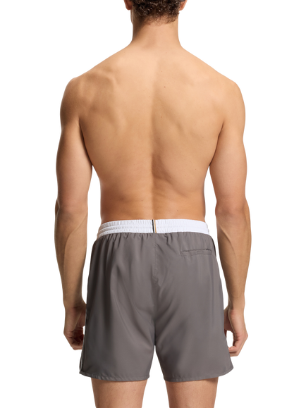 BOSS Logo Print Swim Shorts, Dark Grey - view 2, Dark Grey