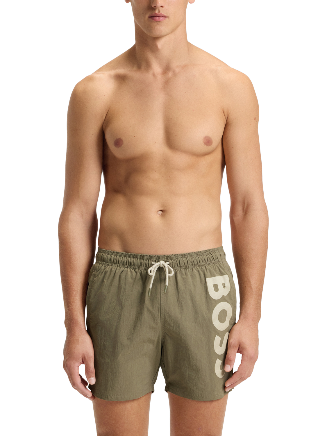Product image 1 of 4, which shows BOSS Octopus Logo Swim Shorts, Mid Brown, M