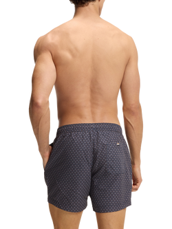 BOSS Geometric Pattern Swim Shorts, Blue/Orange - view 2, Blue/Orange