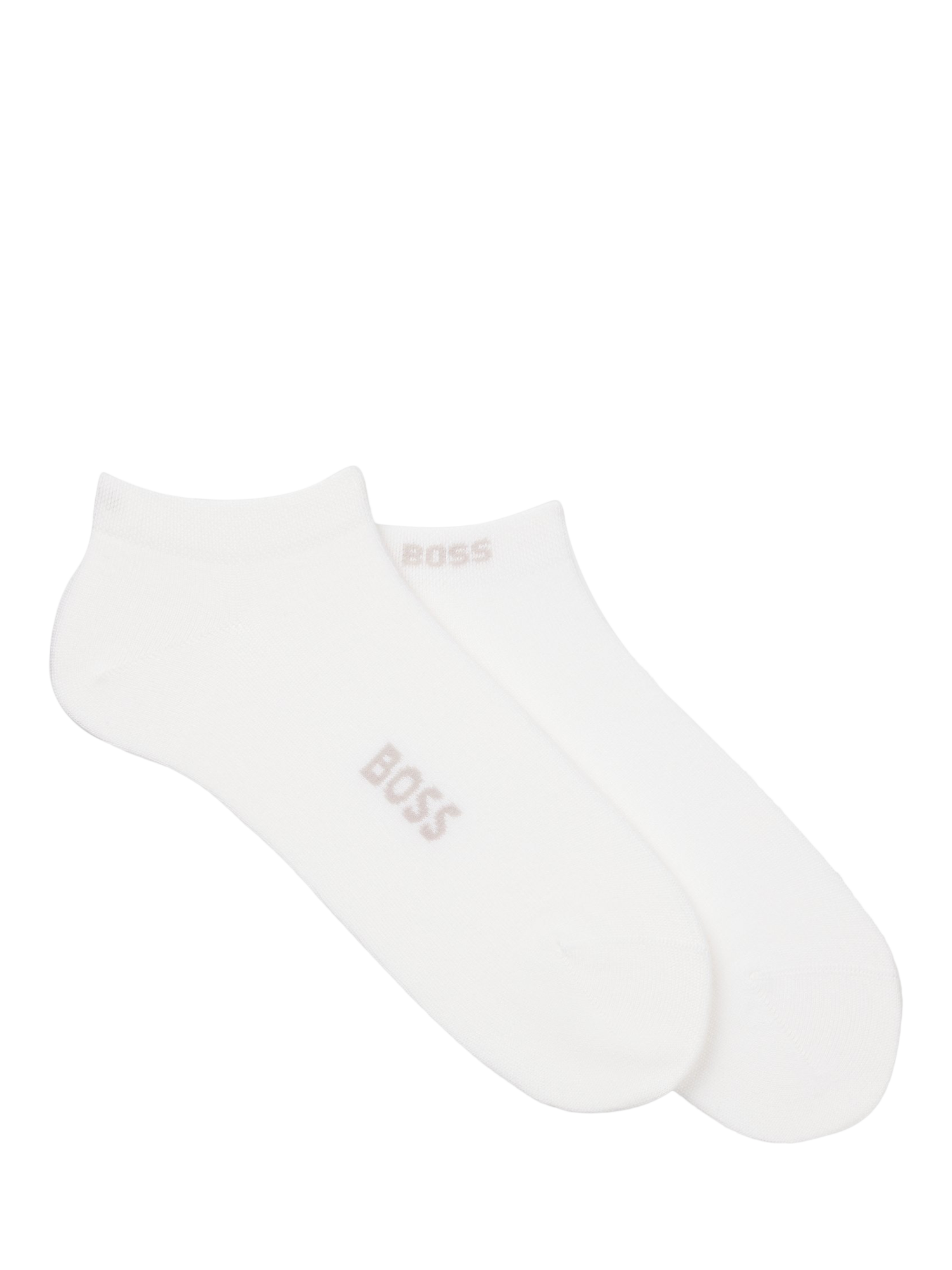 Product image 1 of 3, which shows BOSS Bamboo Blend Trainer Socks, Pack of 2, White, S-M