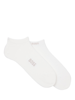 BOSS Bamboo Blend Trainer Socks, Pack of 2, White, White