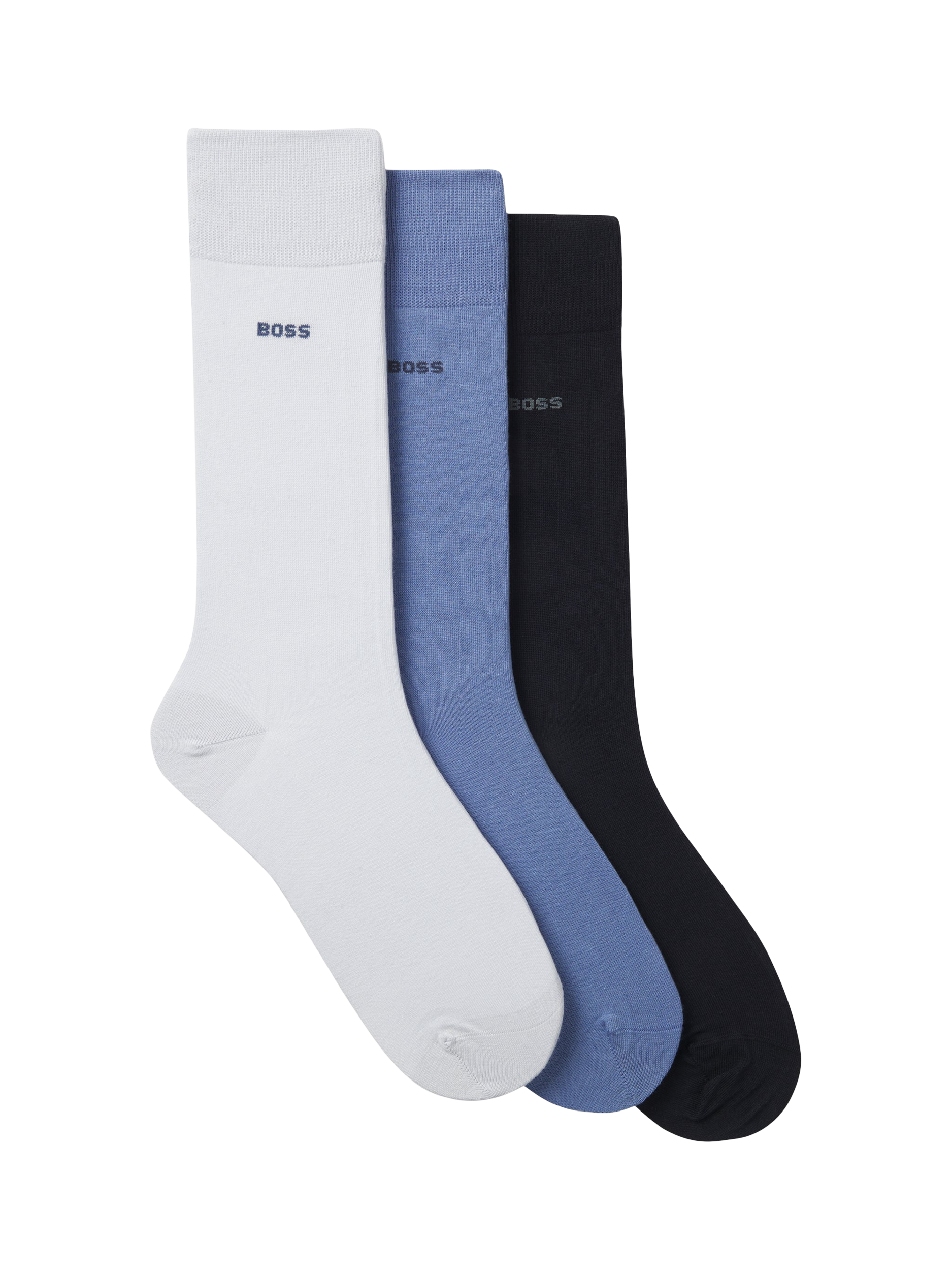 Product image 1 of 1, which shows BOSS Stretch Cotton Mix Socks, Pack of 3, Blue/Multi, S