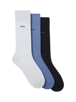 BOSS Stretch Cotton Mix Socks, Pack of 3, Blue/Multi