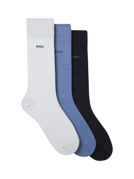 BOSS Stretch Cotton Mix Socks, Pack of 3, Blue/Multi