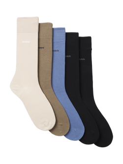 BOSS Cotton Blend Socks, Pack of 5, Cream/Multi, Cream/Multi