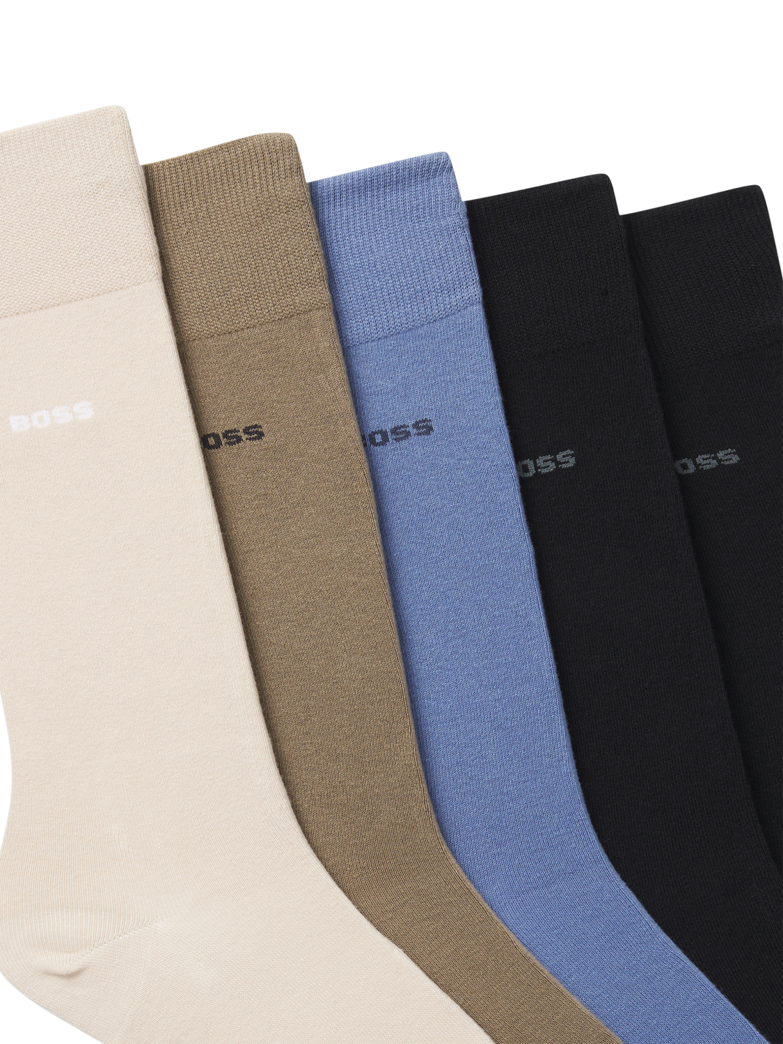 Product image 2 of 3, which shows BOSS Cotton Blend Socks, Pack of 5, Cream/Multi, S-M