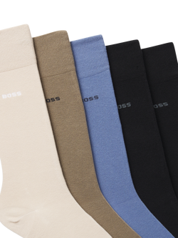 BOSS Cotton Blend Socks, Pack of 5, Cream/Multi - view 2, Cream/Multi