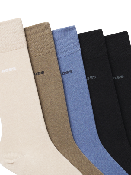 BOSS Cotton Blend Socks, Pack of 5, Cream/Multi - view 2, Cream/Multi