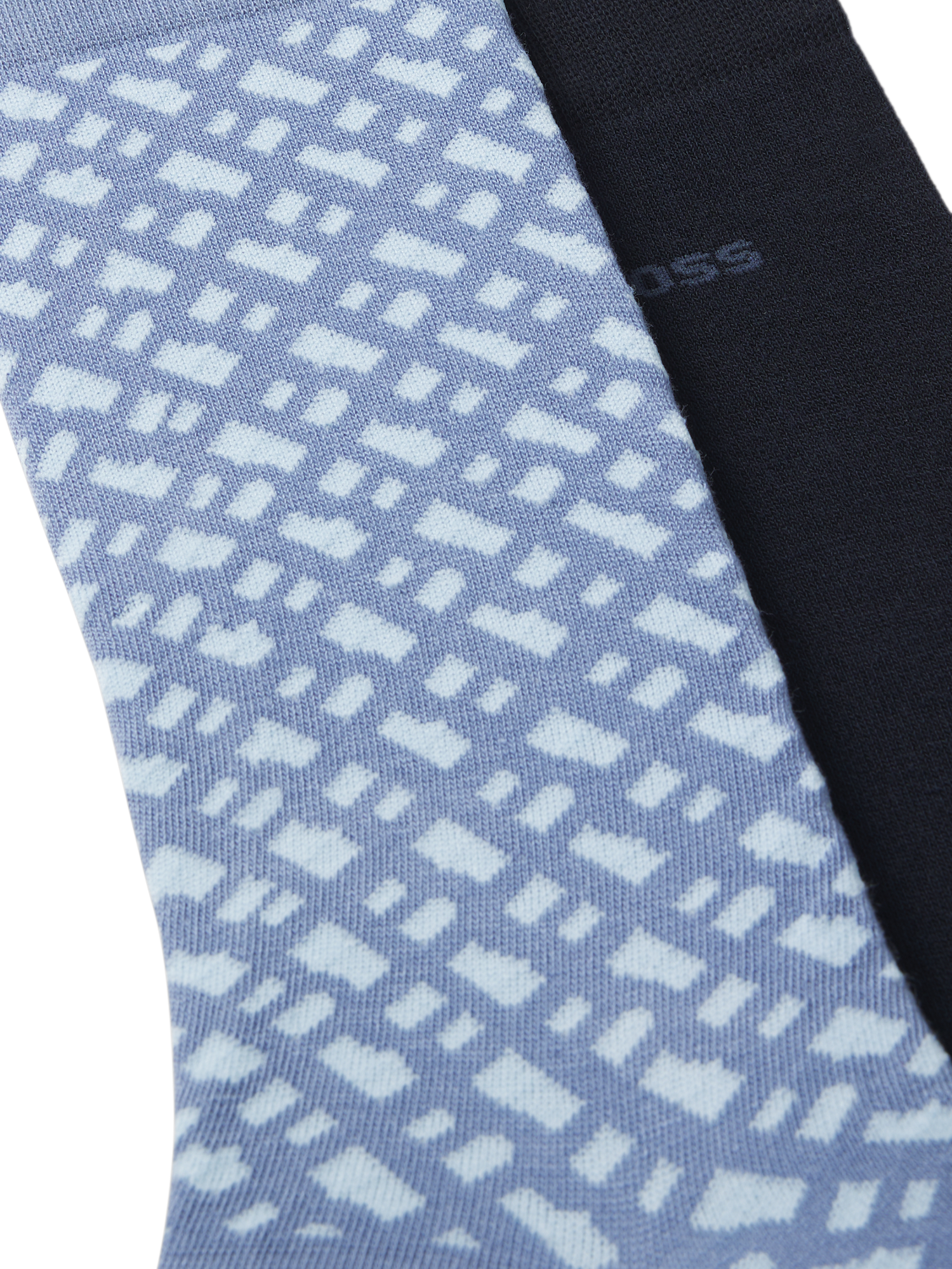 Product image 2 of 3, which shows BOSS Cotton Blend Monogram Socks, Pack of 2, Open Blue/Black, S-M