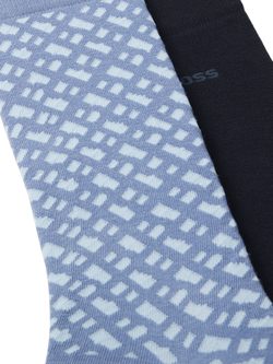 BOSS Cotton Blend Monogram Socks, Pack of 2, Open Blue/Black - view 2, Open Blue/Black