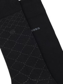 BOSS Cotton Rich Argyle & Plain Socks, Pack of 2, Black - view 2, Black