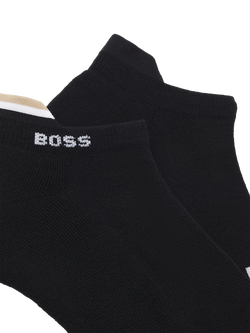 BOSS Cotton Blend Logo Trainer Socks, Pack of 2, Black - view 2, Black