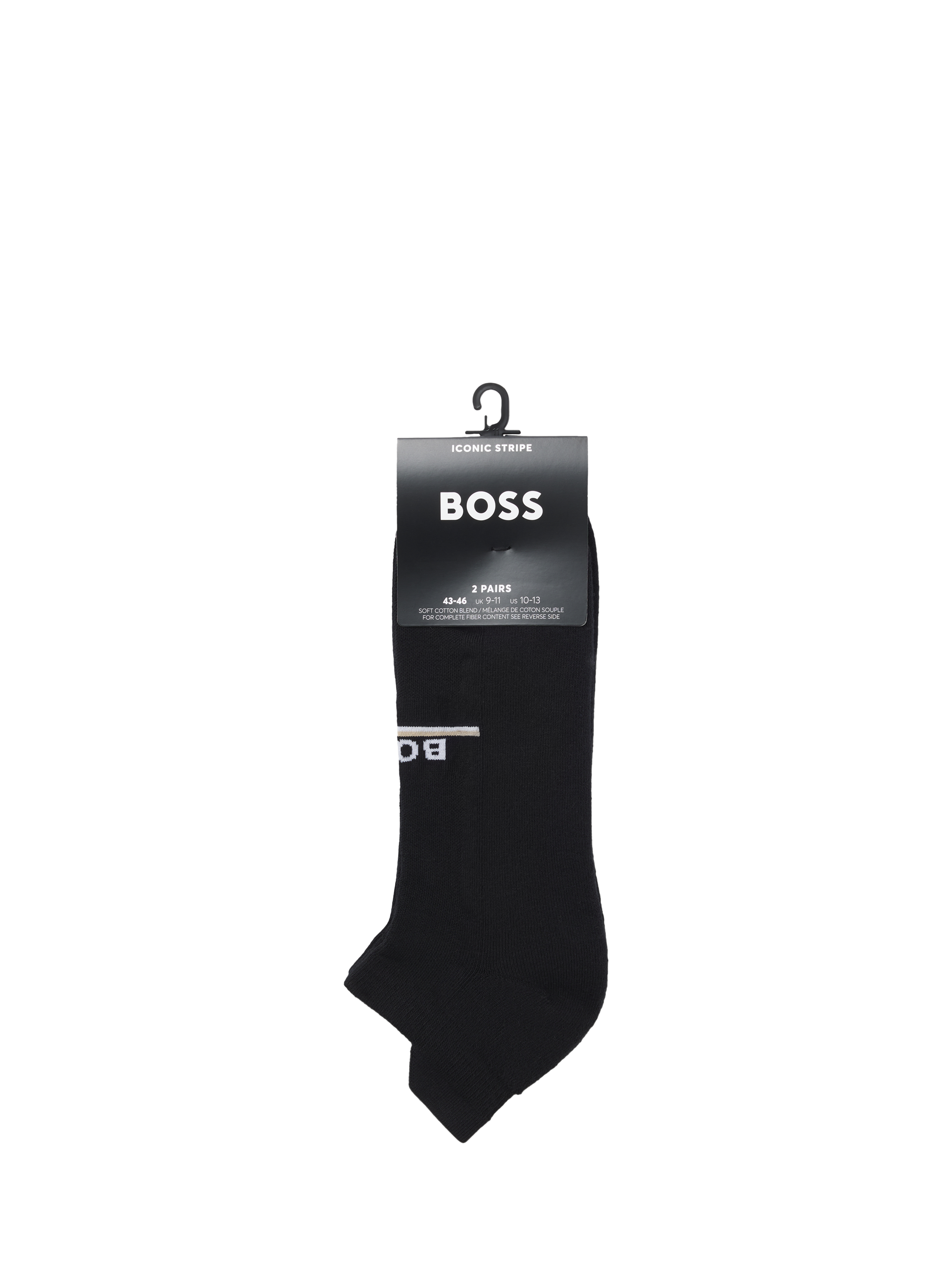 Product image 3 of 3, which shows BOSS Cotton Blend Logo Trainer Socks, Pack of 2, Black, S-M