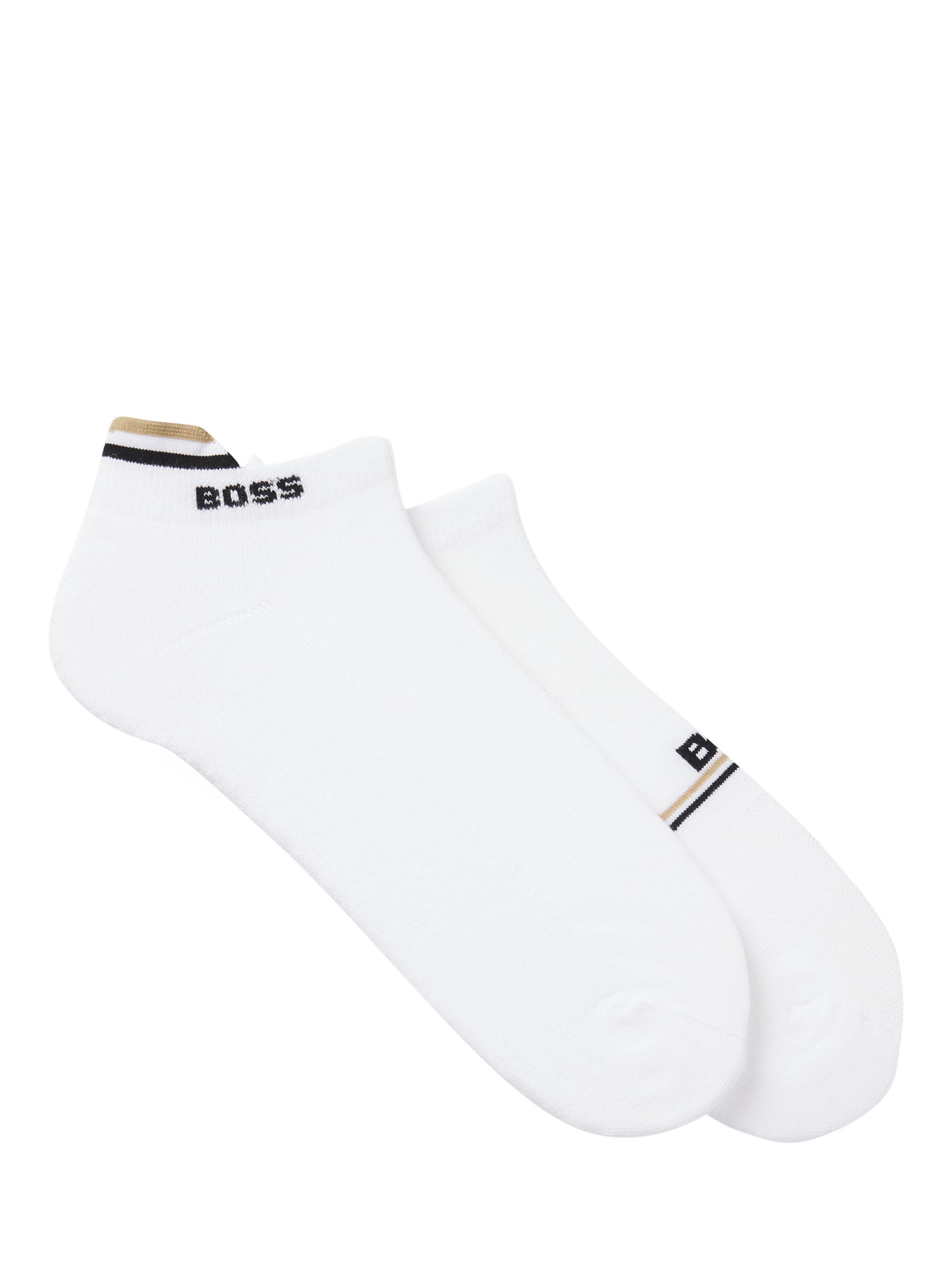 Product image 1 of 3, which shows BOSS Cotton Blend Logo Trainer Socks, Pack of 2, White, S-M