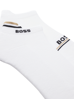 BOSS Cotton Blend Logo Trainer Socks, Pack of 2, White - view 2, White