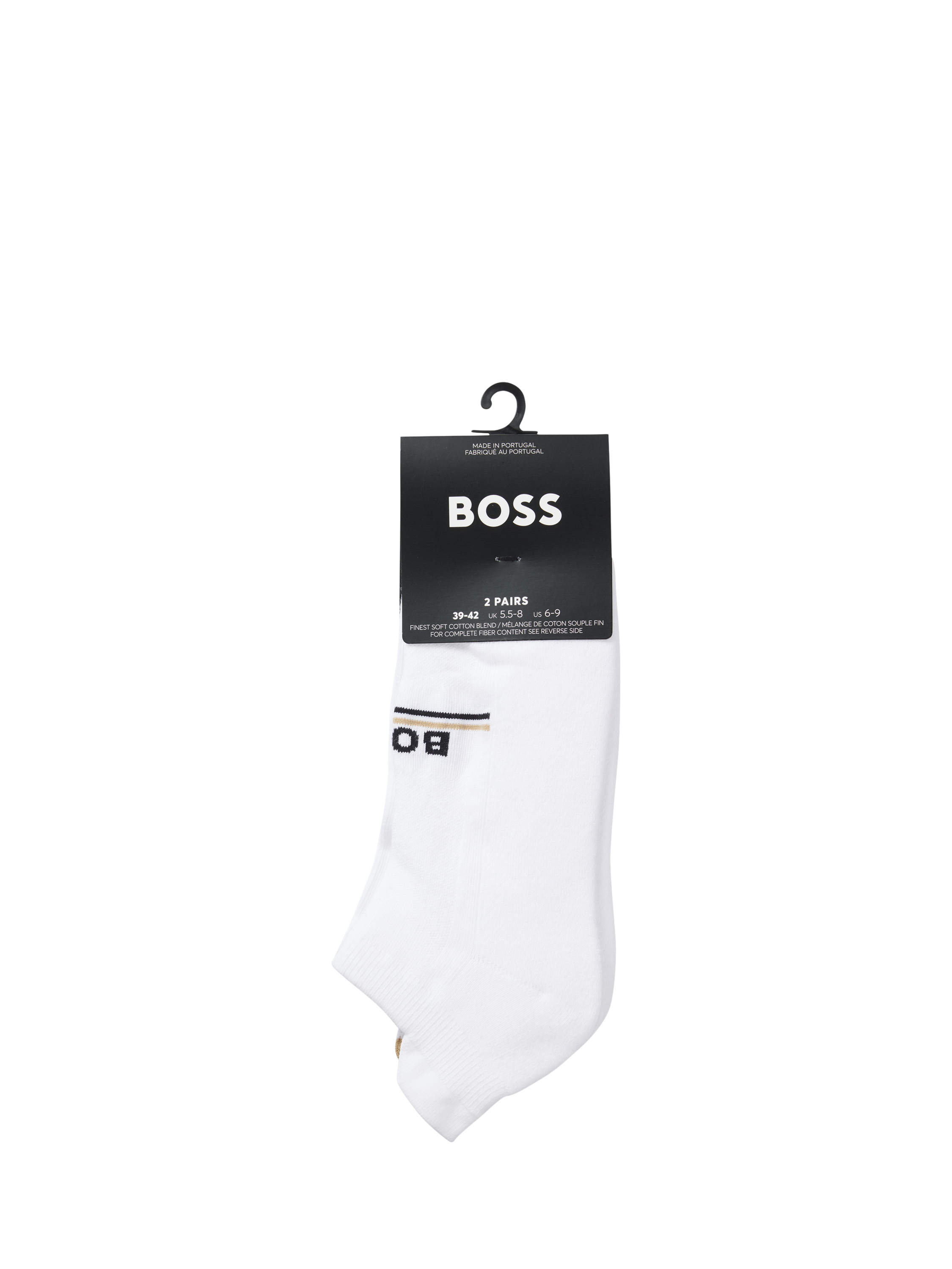 Product image 3 of 3, which shows BOSS Cotton Blend Logo Trainer Socks, Pack of 2, White, S-M
