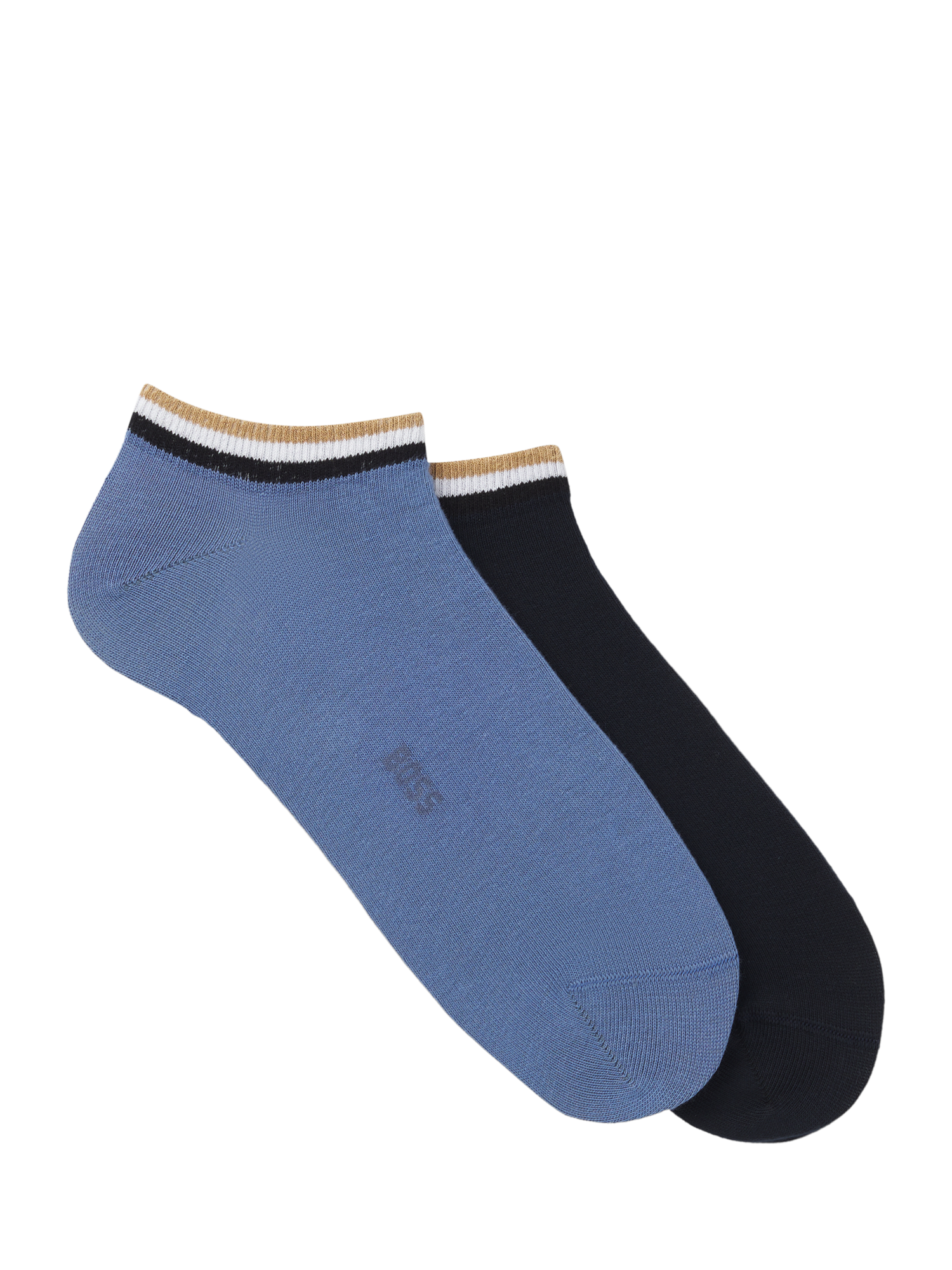 Product image 1 of 3, which shows BOSS Cotton Blend Trainer Socks, Pack of 2, Open Blue, S-M