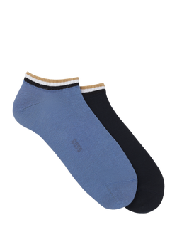 BOSS Cotton Blend Trainer Socks, Pack of 2, Open Blue, Open Blue
