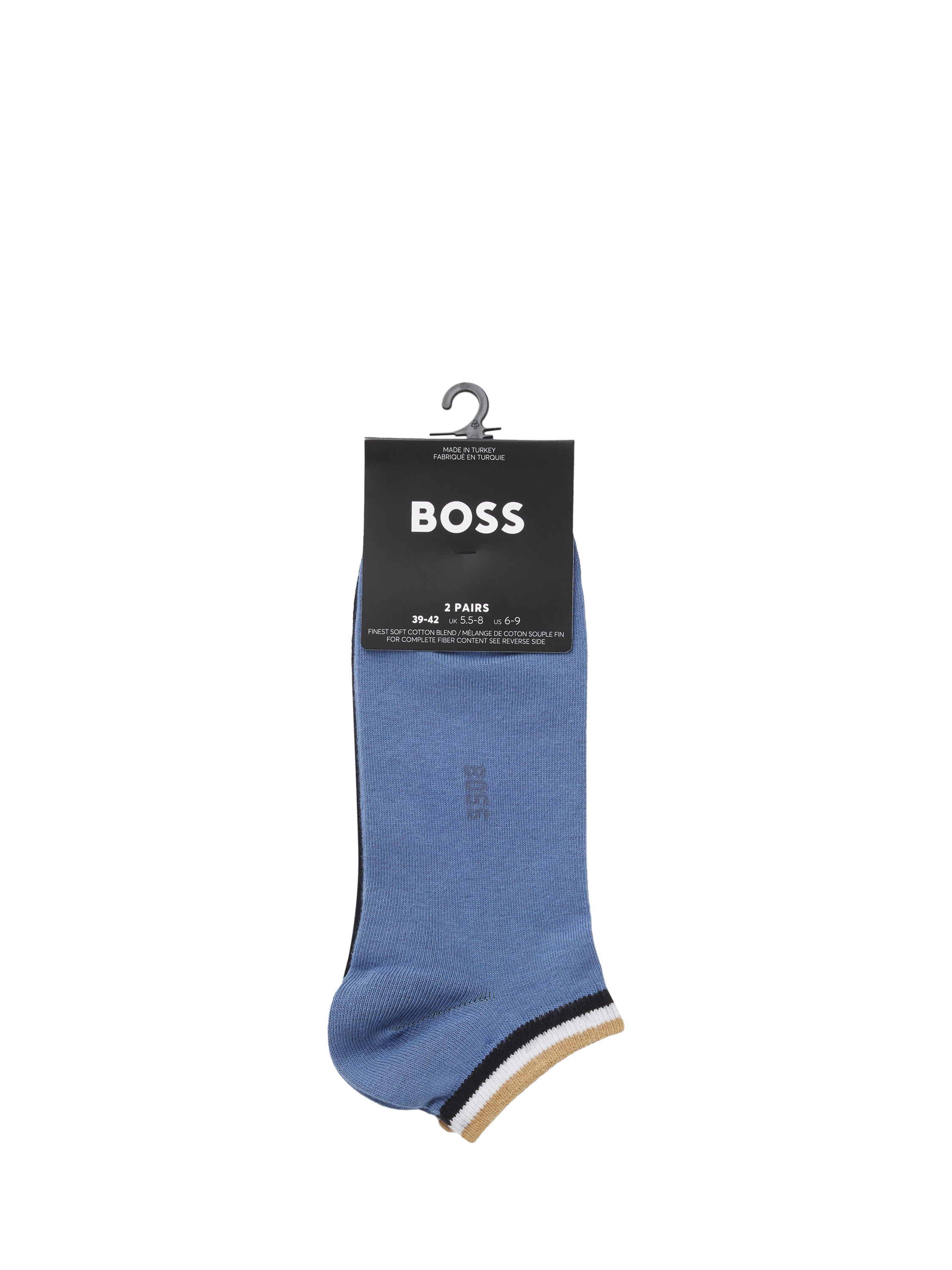 Product image 3 of 3, which shows BOSS Cotton Blend Trainer Socks, Pack of 2, Open Blue, S-M
