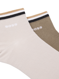 BOSS Cotton Stripe Short Socks, Pack of 2, Light Beige - view 2, Light Beige