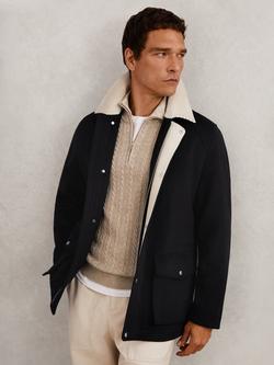 Reiss Harrison Wool Blend Utility Jacket, Navy, Navy