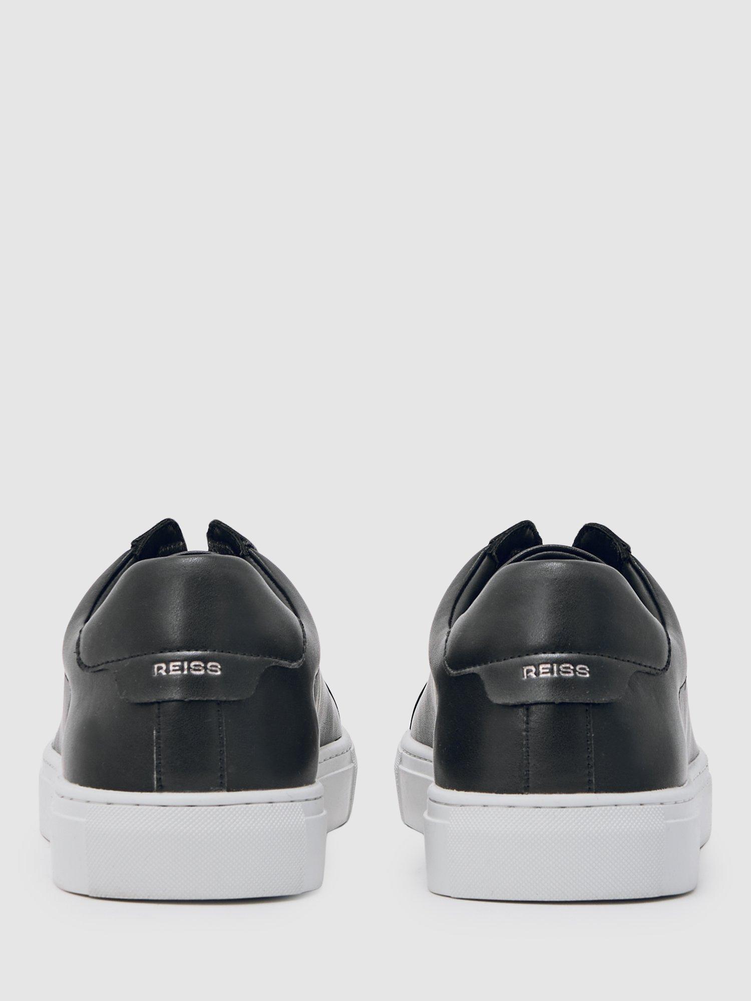 Product image 5 of 5, which shows Reiss Jenson Leather Lace-Up Trainers, Black, 9