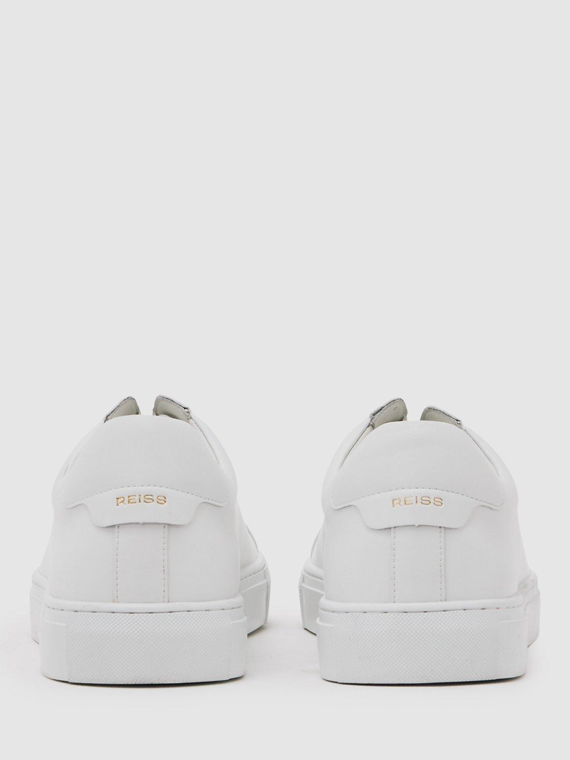 Product image 5 of 5, which shows Reiss Jenson Leather Lace-Up Trainers, White, 8