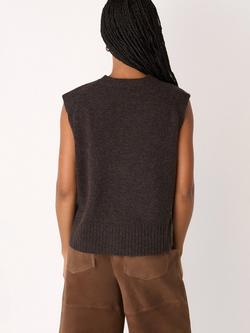 Whistles Pure Wool Sleeveless Tank Top, Brown - view 2, Brown