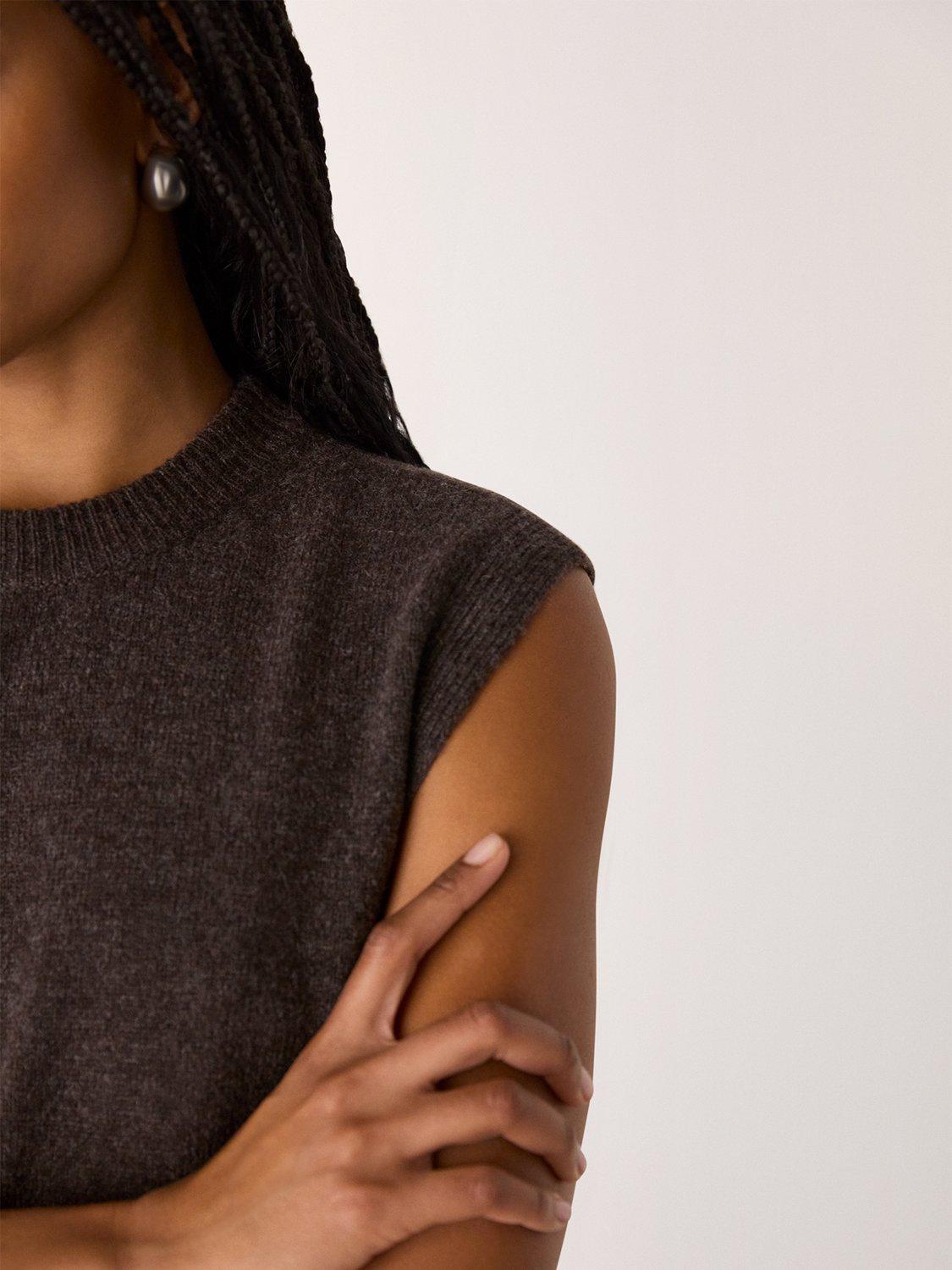 Product image 4 of 5, which shows Whistles Pure Wool Sleeveless Tank Top, Brown, XS