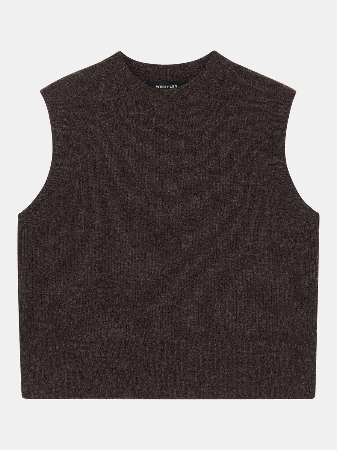 Product image 5 of 5, which shows Whistles Pure Wool Sleeveless Tank Top, Brown, XS