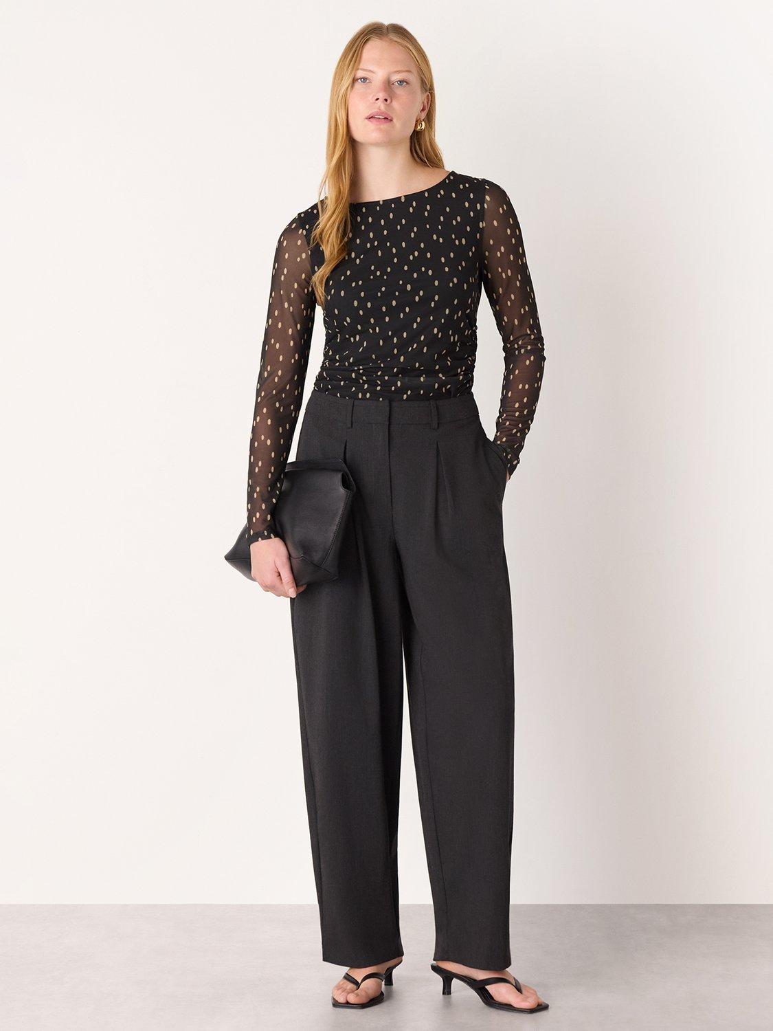 Product image 4 of 5, which shows Whistles Polka Dot Mesh Jersey Top , Black/Multi, 6