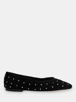 Whistles Karina Suede Stud Ballerina Pumps, Black