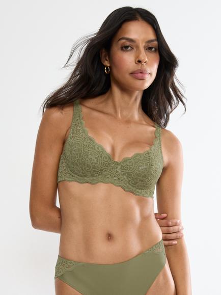 Triumph Amourette Half Padded Balconette Bra, Olive Gold
