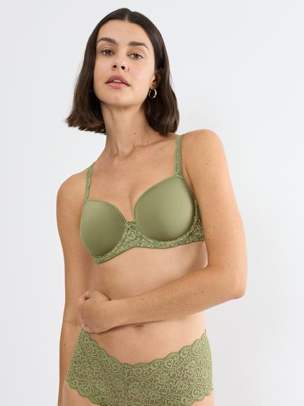 Triumph Amourette Underwired Padded Spacer Bra, Olive Gold