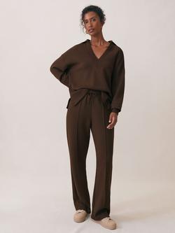 Reiss Petite Bernie Wide Leg Joggers, Chocolate, Chocolate