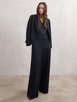 Reiss Petite Gabi Tailored Wide Leg Trousers, Navy - view 2, Navy
