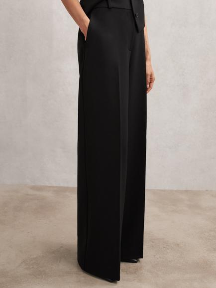 Reiss Petite Gabi Tailored Wide Leg Trousers, Black, Black