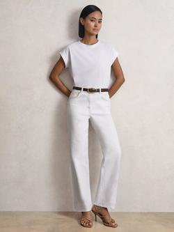 Reiss Selin Mid Rise Straight Leg Jeans, White, White