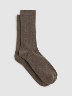 Reiss Felicia Ribbed Socks, Chocolate