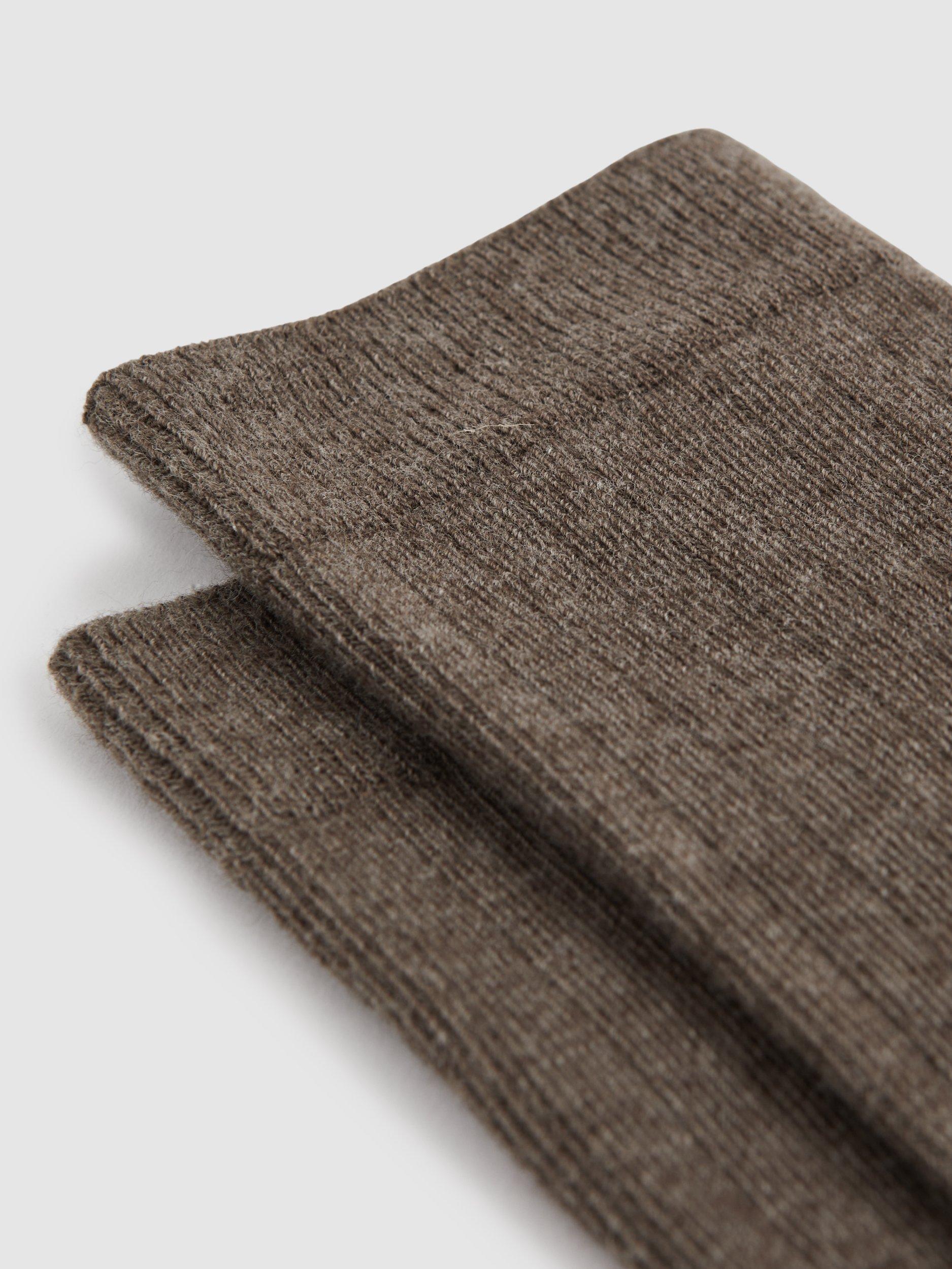 Product image 2 of 3, which shows Reiss Felicia Ribbed Socks, Chocolate, 3-5.5