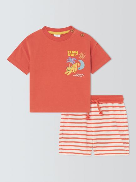 John Lewis Baby Tiny Club T-Shirt & Shorts Set, Multi, Multi