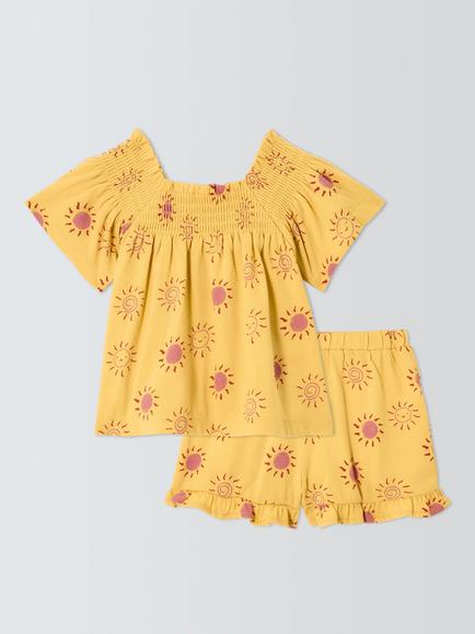 John Lewis Baby Sun Print Jersey T-Shirt & Shorts Set, Yellow, Yellow
