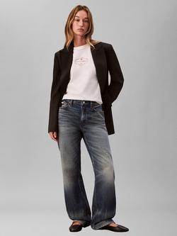Calvin Klein Cocktail Logo Boxy T-Shirt, White Greige - view 2, White Greige