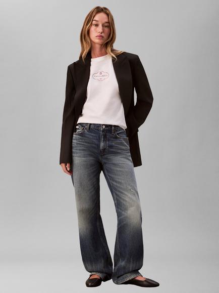 Calvin Klein Cocktail Logo Boxy T-Shirt, White Greige - view 2, White Greige